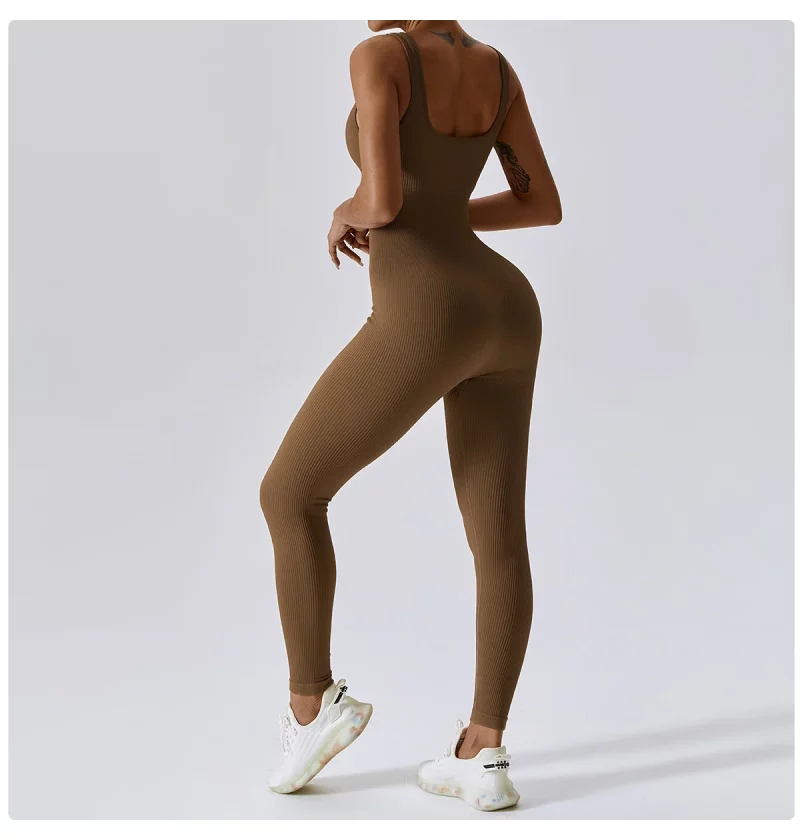 Sea4dc1f4fd5e4b179867ce96e859ec05c Combinaison de fitness sans couture, avec bretelles, sans manches, respirante, séchage rapide – Image 4