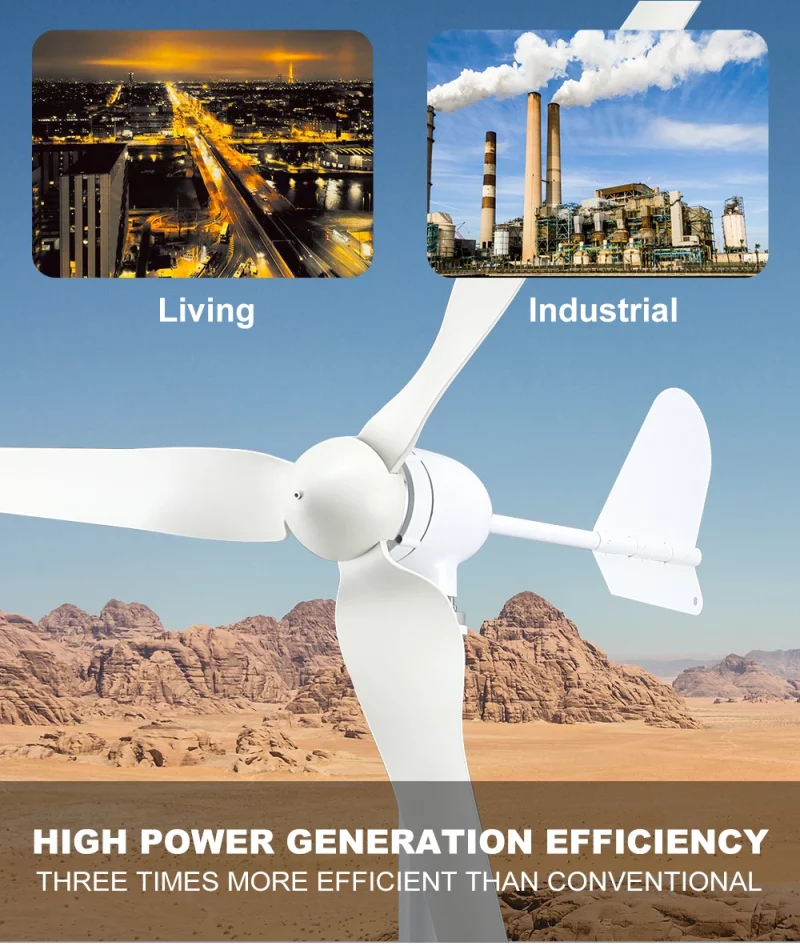 Energie éolienne à vent, 4000W, avec contrôleur MPPT/Hybride, 3 à 5 pales, pour usage domestique – Image 9