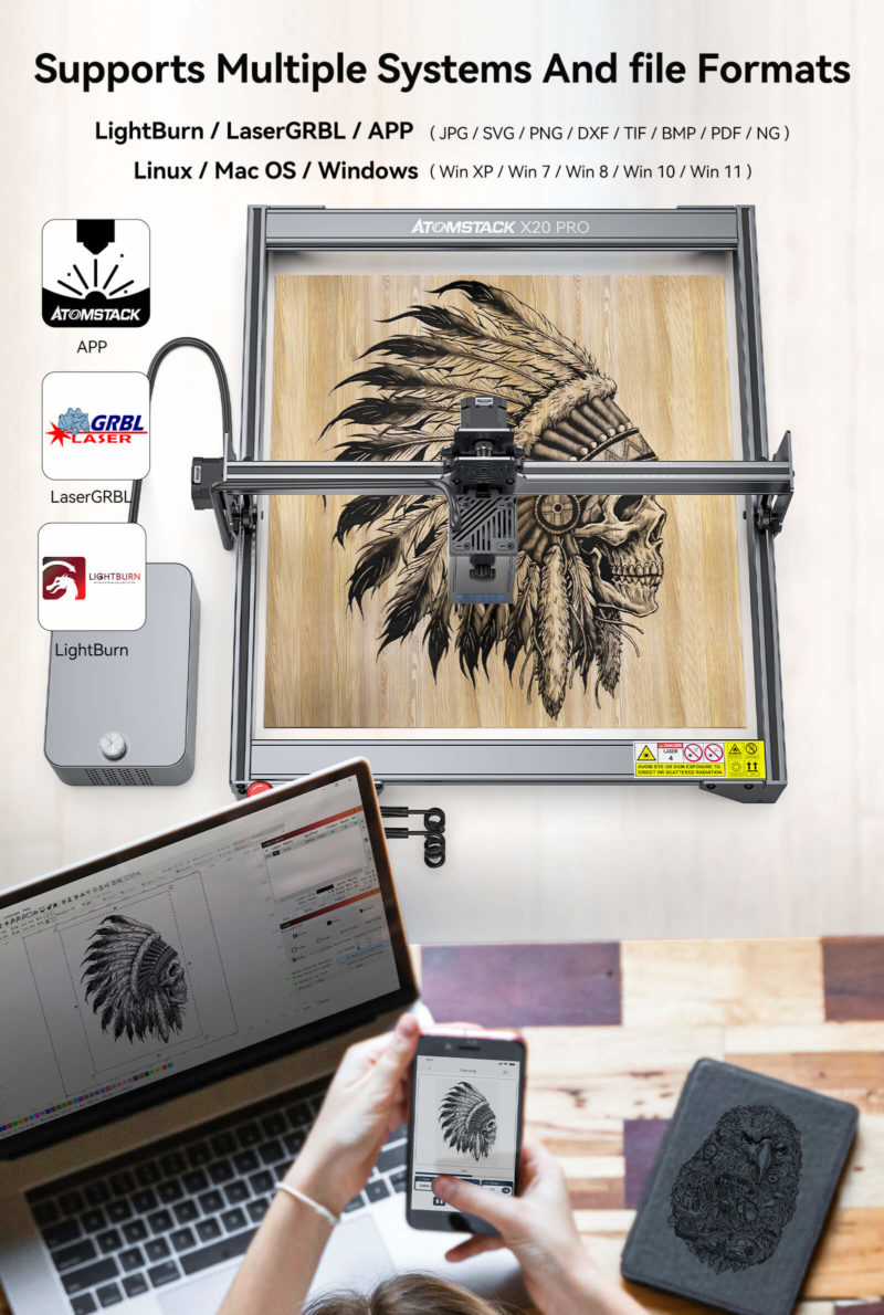 Graveur laser CNC, ATOMSTACK S20 Pro, 130W, kit pour découpe et gravure, support hors ligne – Image 12