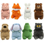 Peluche d'animaux, gros doudou, lapin, cochon, dinosaure, ours, renard, chat noir, 40 cm