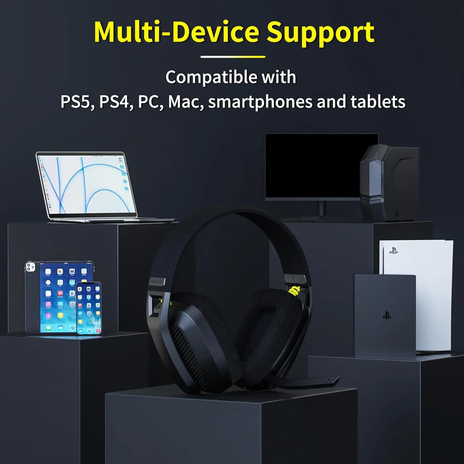 Casque sans fil Bluetooth avec micro, casque de jeu ps4 pour PC