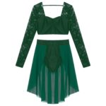 Costume de danse lyrique pour femme, à manches longues, 2 pièces – Image 9