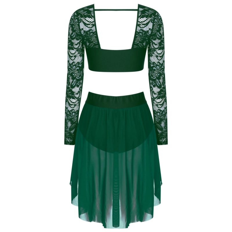 Costume de danse lyrique pour femme, à manches longues, 2 pièces – Image 8