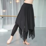 Pantalon de danse avec jupe longue, legging d’entraînement, taille élastique