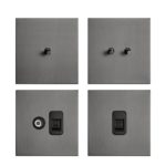 Interrupteur d'éclairage en acier inoxydable, à bouton levier, Rj45, TV, Type 86, gris