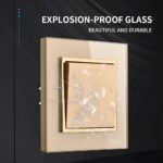 Interrupteur d’éclairage en verre trempé, à bouton-poussoir, 1 voie, 16A, Or – Image 3