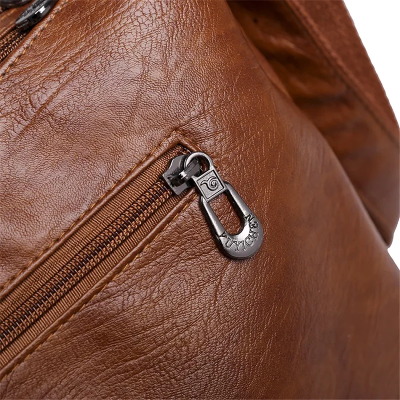 Sac à bandoulière en cuir, de grande capacité, style vintage, décontracté et pratique – Image 12
