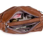 Sac à bandoulière en cuir, de grande capacité, style vintage, décontracté et pratique – Image 7