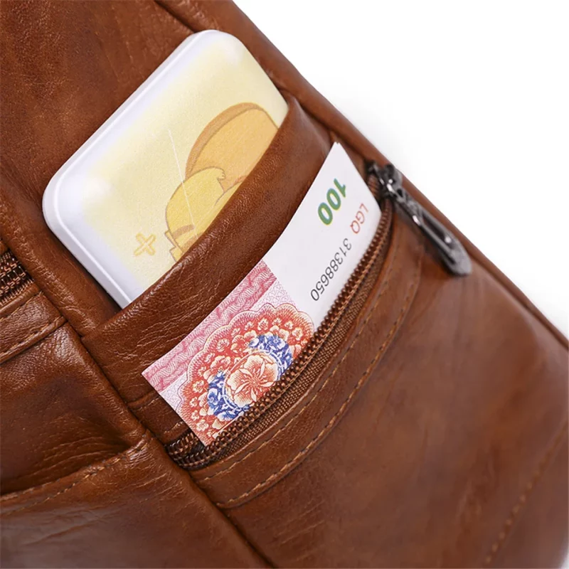 Sac à bandoulière en cuir, de grande capacité, style vintage, décontracté et pratique – Image 10