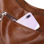 Sac à bandoulière en cuir, de grande capacité, style vintage, décontracté et pratique – Image 8