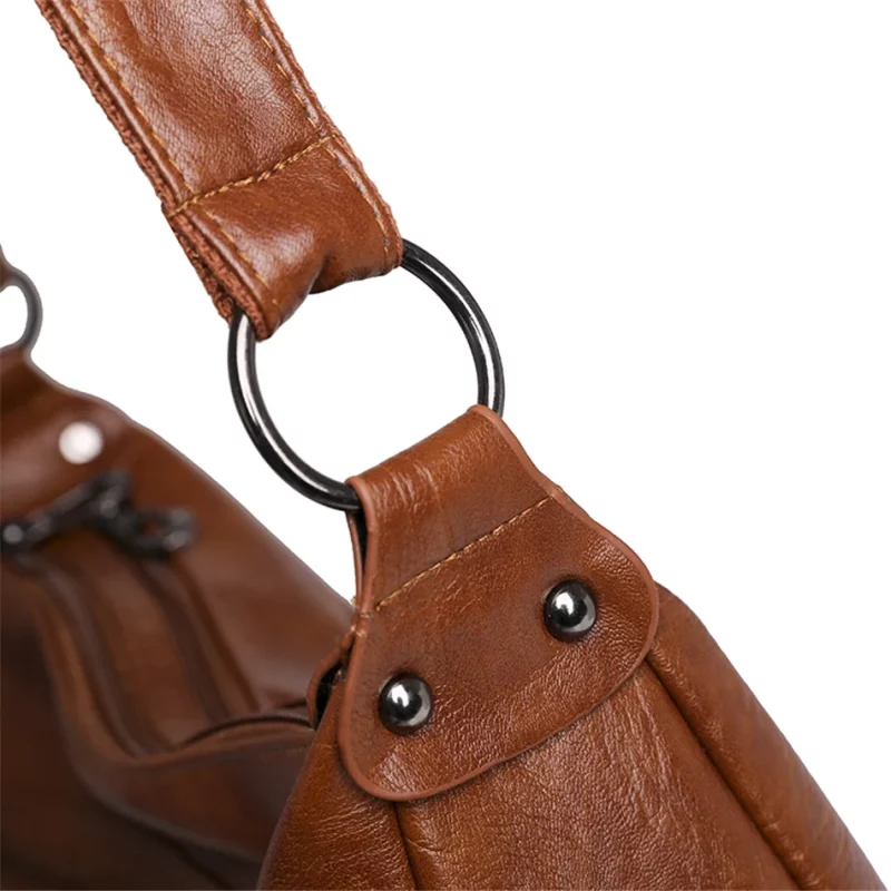 Sac à bandoulière en cuir, de grande capacité, style vintage, décontracté et pratique – Image 13