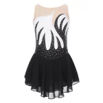 Costume de patinage artistique pour enfant, sans manches, maille transparente et strass – Image 5