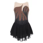 Costume de patinage artistique pour enfant, sans manches, maille transparente et strass – Image 9