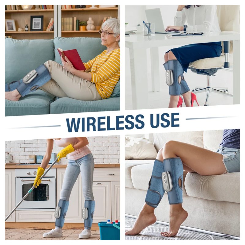 Lot de 2 masseurs chauffants des mollets à pression d’air 360°, appareil de relaxation et de traitement, pressothérapie – Image 7