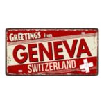 Plaque en métal, Basel, Bern, Geneva, Luzern, Lausanne, St. Gallen, Zürich, 30 x 15 cm – Image 2