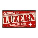 Plaque en métal, Basel, Bern, Geneva, Luzern, Lausanne, St. Gallen, Zürich, 30 x 15 cm – Image 5