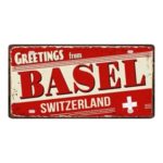 Plaque en métal, Basel, Bern, Geneva, Luzern, Lausanne, St. Gallen, Zürich, 30 x 15 cm – Image 4