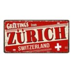 Plaque en métal, Basel, Bern, Geneva, Luzern, Lausanne, St. Gallen, Zürich, 30 x 15 cm – Image 3