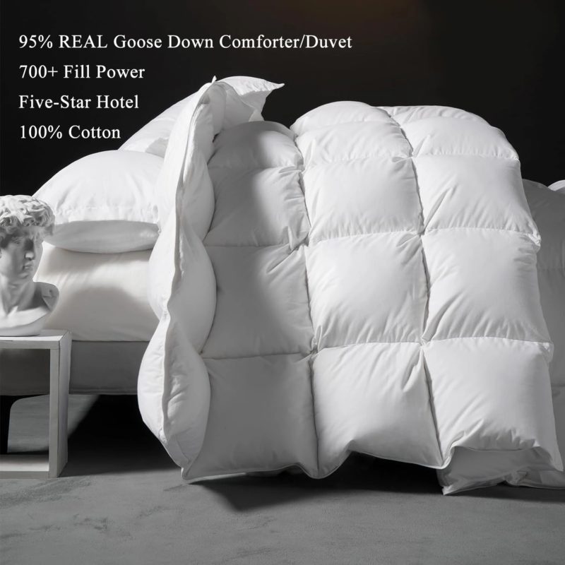 Couette en duvet d'oie 140 x 200 cm, tissu 100% coton égyptien, couette douce et moelleuse, 4 saisons – Image 3