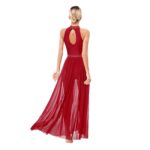 Robe longue de danse, en maille avec strass brillants, costume de scène – Image 4