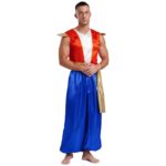 Costume de prince arabe pour homme avec ceinture, combinaison en satin, déguisement – Image 3