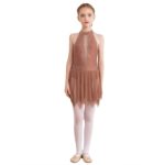 Costume de danse de ballet, patinage artistique pour enfant, justaucorps en maille, strass