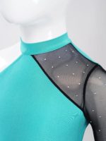 Combinaison de danse pour enfant, maille transparente, strass – Image 5