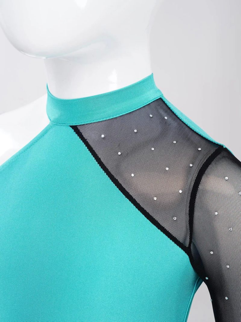 175665-jagaxj.jpg Combinaison de danse pour enfant, maille transparente, strass – Image 5