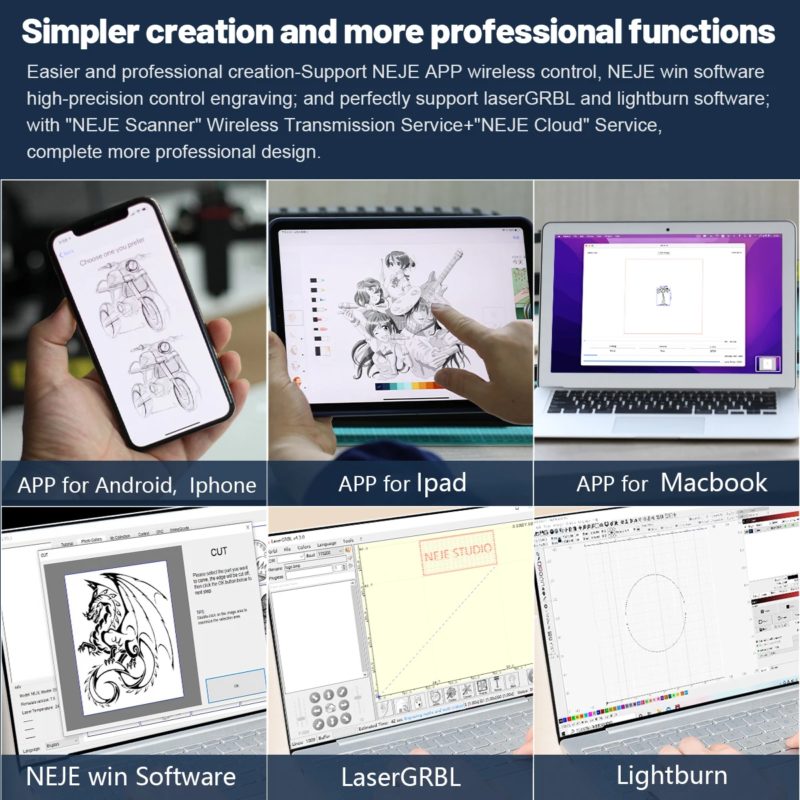 Graveur laser portable NEJE 3, CNC de découpe de précision 0.075mm, zone de travail 170 x 170 mm – Image 5