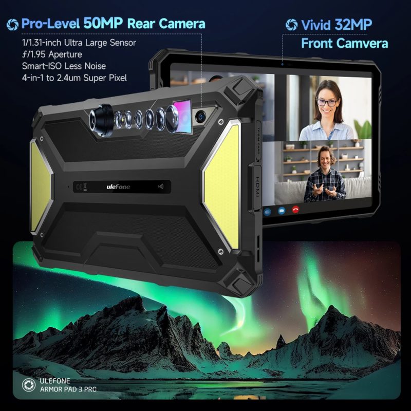 Tablette robuste Ulefone Armor Pad 3 Pro, écran 10.36" 1200 x 2000 FHD+, IPX8, 8GB, 256GB LTE, 33280 mAh, uSmart, Android 13 – Image 4
