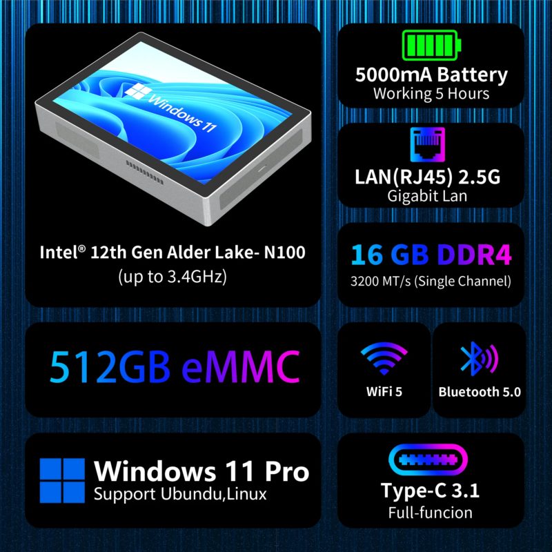178244-gebc14.png Tablette PC industrielle Higole F9B Pro, écran tactile 7'', Intel N100, WiFi5, 16GB DDR4, 512GB eMMC, 5000 mAh – Image 4