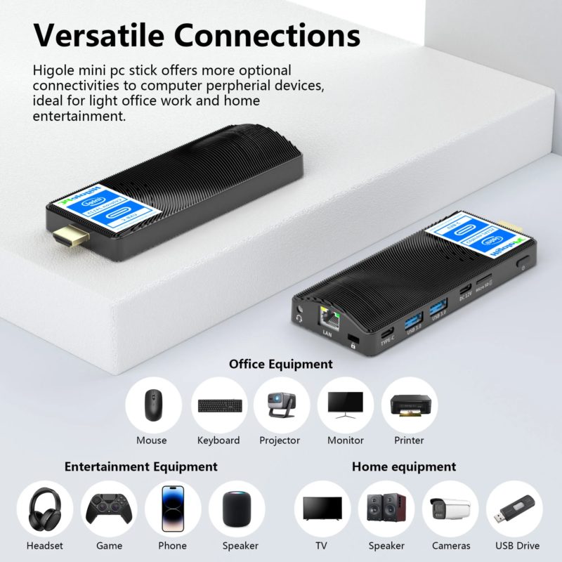 178257-stn8mm.jpg PC Stick Higole, Intel Celeron J4125, Windows 11, USB PD3.0, HDMI 4K, Gigabit Ethernet, WiFi 5.0, BT 5.2, pour le bureau et la maison – Image 5