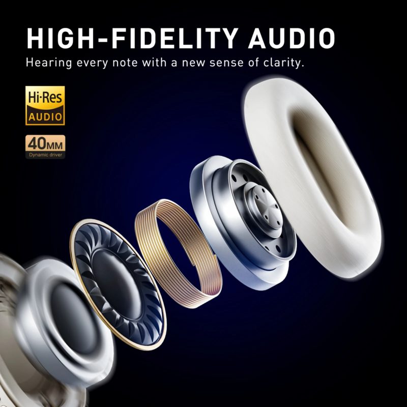 Casque audio iKF T3, Bluetooth 5.3, suppression active du bruit, haute résolution et faible latence, 125 heures de lecture – Image 2