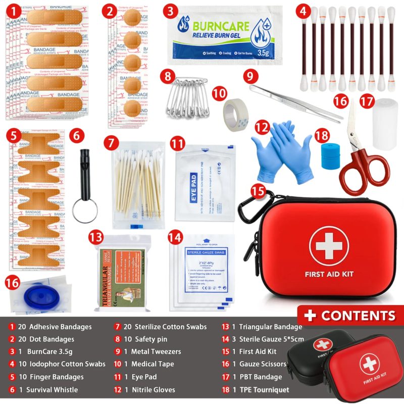 Kit de premiers soins avec trousse à coque rigide et étanche, 104 pièces – Image 2