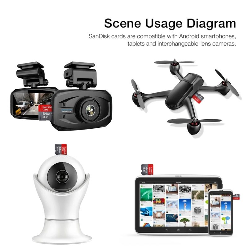 Carte mémoire MicroSD SanDisk, classe 10, A1, 32GB à 256GB – Image 3