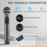 Système de 2 microphones sans fil UHF, 500 MHz - 590 MHz, réglage automatique, pour la scène, Karaoké – Image 3