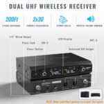 Système de 2 microphones sans fil UHF, 500 MHz - 590 MHz, réglage automatique, pour la scène, Karaoké – Image 5