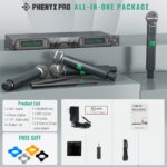 Système de 4 microphones sans fil à fréquence fixe UHF, Plug-and-Go, construction robuste, pour la scène, Karaoké – Image 6