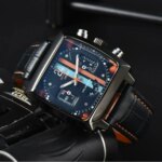 Montre-bracelet Monaco, mouvement à Quartz, bracelet en cuir, étanche – Image 2