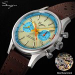 Montre-bracelet Sugess 387E TealBlue Eyes Pilote, mouvement mécanique à Col de Cygne, chronographe, verre saphir – Image 3
