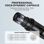 Système de 2 microphones sans fil UHF, à fréquence réglable 520 à 579 MHz, entièrement en métal – Image 2