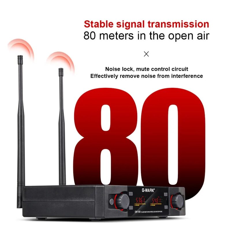 Système de 2 microphones sans fil UHF, fréquence réglable, 520 à 580 MHz – Image 4