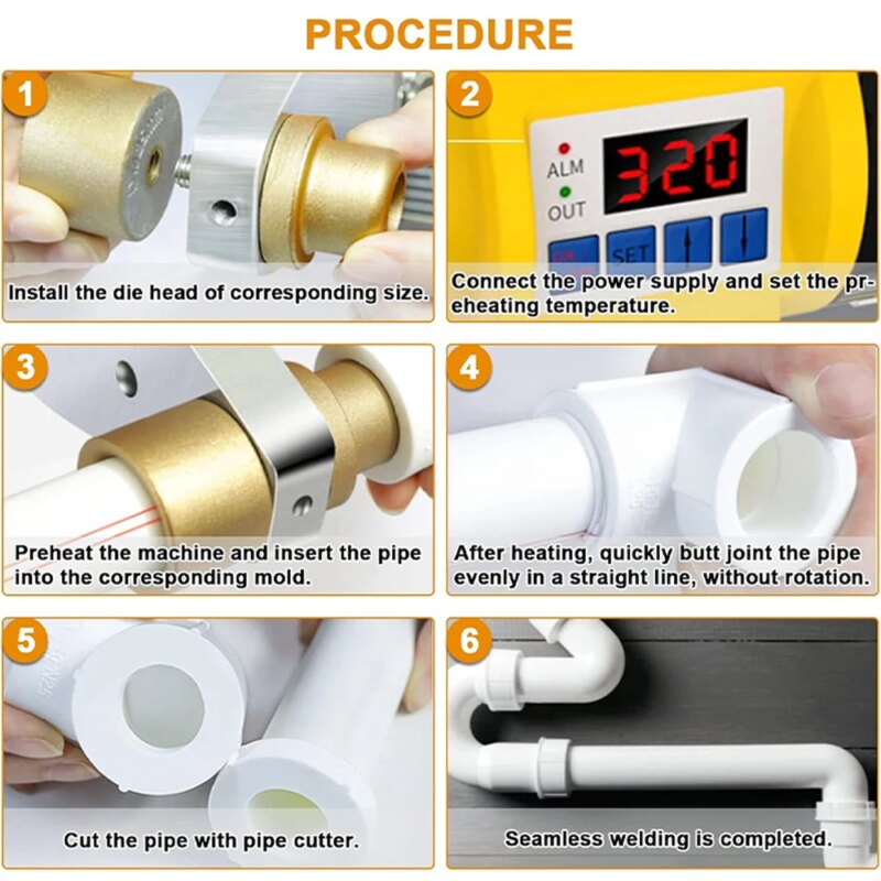 Machine de soudage de tubes PB/PP/PE/PPR, contrôle numérique de la température – Image 6