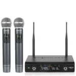 Système de 2 microphones sans fil UHF, 500 MHz - 590 MHz, réglage automatique, pour la scène, Karaoké