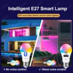 Lot de 3 ampoules LED RGB intelligentes, Wifi / Bluetooth, 2700K à 6500K, E27, 220V – Image 3