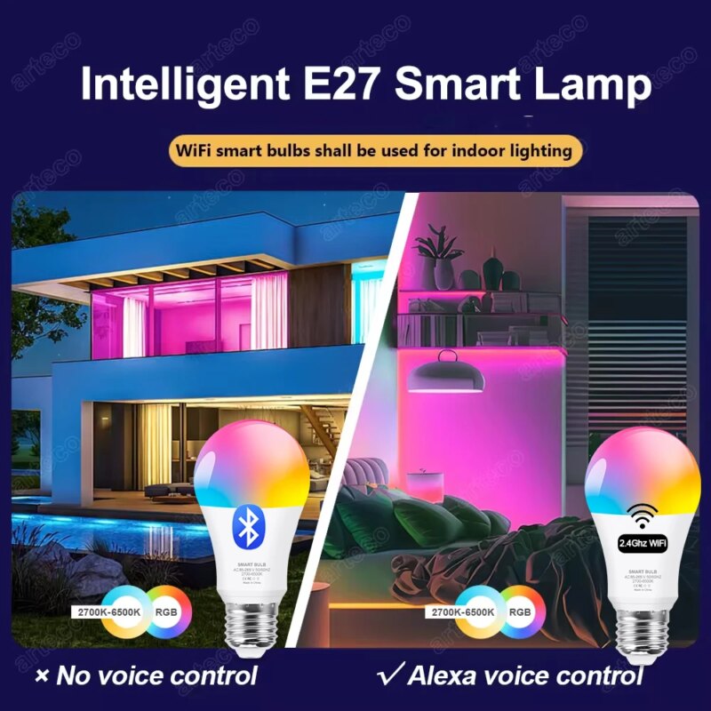 Lot de 3 ampoules LED RGB intelligentes, Wifi / Bluetooth, 2700K à 6500K, E27, 220V – Image 3