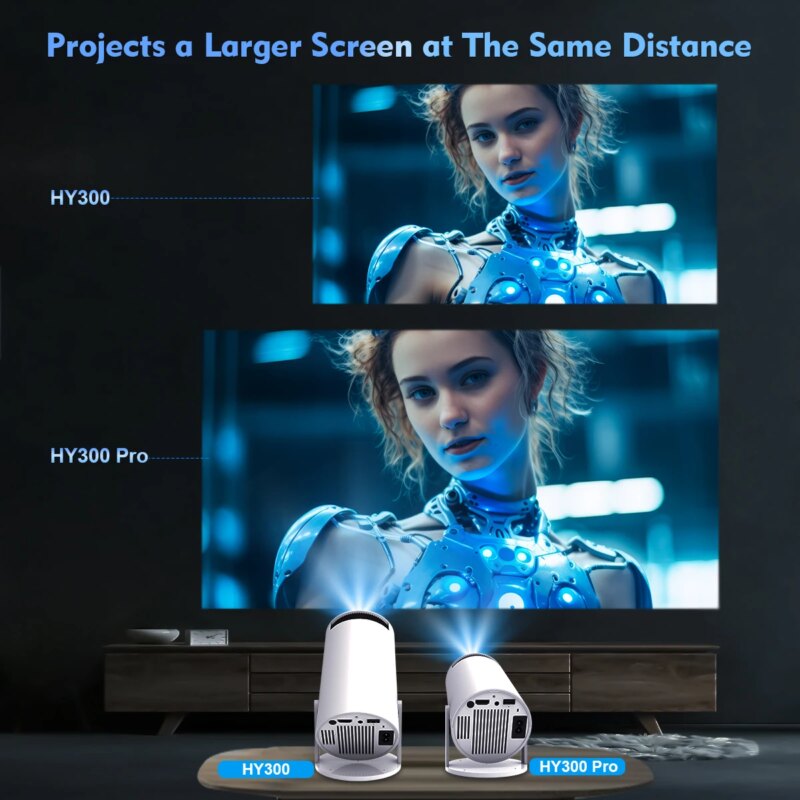 Projecteur portable Android 11, HY300 Pro, 1280x720P, WiFi 6, rotation 180°, Home cinéma – Image 5