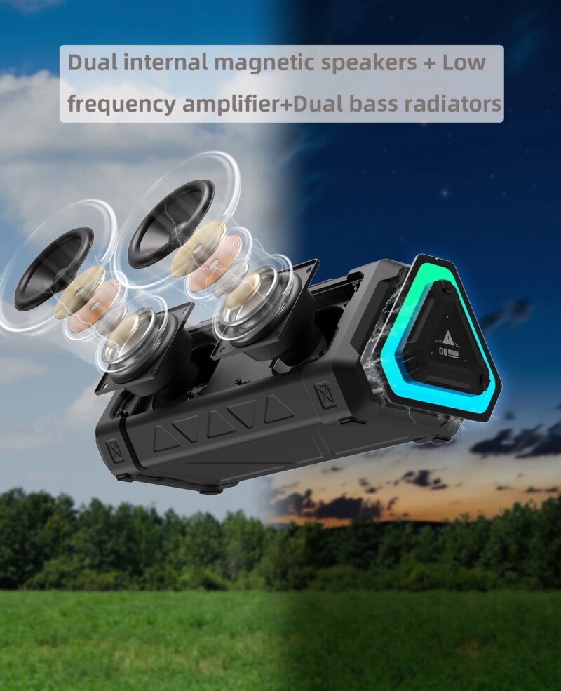 Enceinte Bluetooth portable extérieur P3, 40W, stéréo, super basse, IPX7, Micro SD, RVB, Bluetooth 5.3 – Image 3