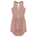 Costume de patinage artistique en strass, sans manches, dos à bretelles, justaucorps – Image 5