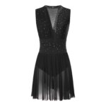Robe de danse à paillettes, patinage artistique, respirante et confortable, justaucorps – Image 4